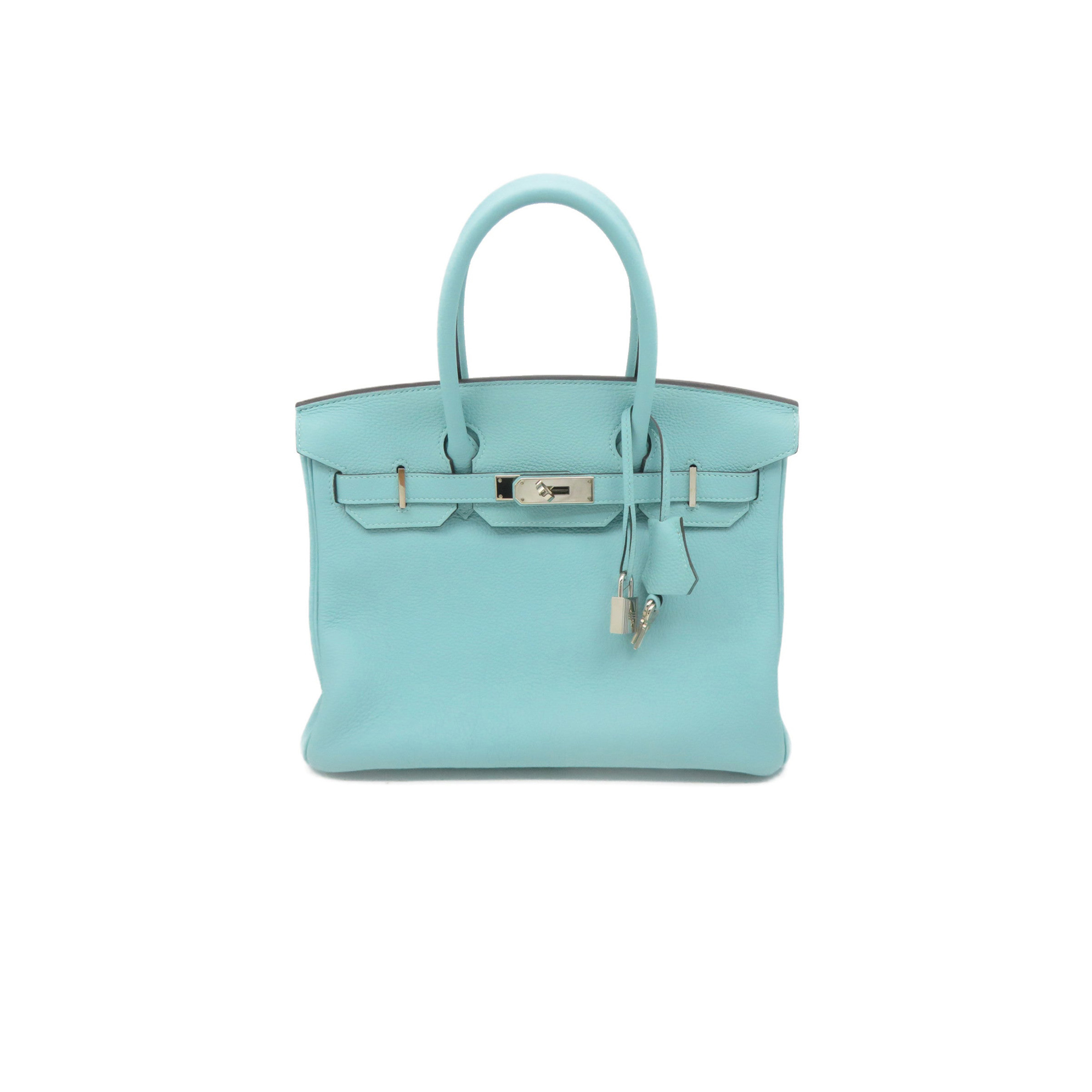 HERMES MASTER BIRKIN 30 TOGO LEATHER MACARON BLUE SILVER BUCKLE BAG 2160900331074 (30*20*13cm)